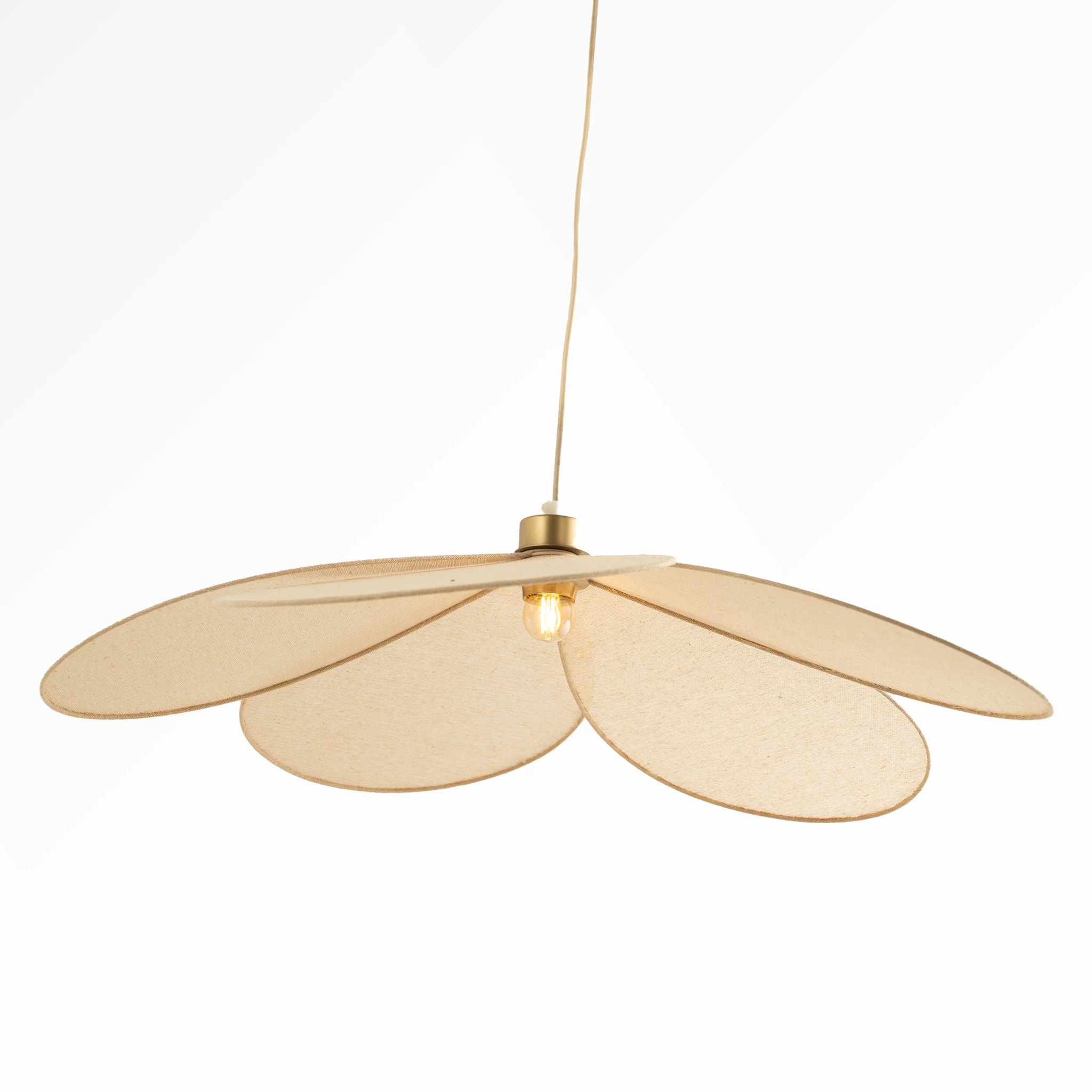 Suspension pétale en tissu beige et métal doré 75 cm - Flora