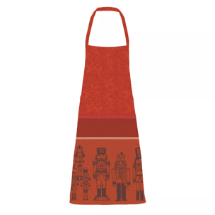 Tablier pur coton anti tache motif jacquard Casse noisettes rouge festif