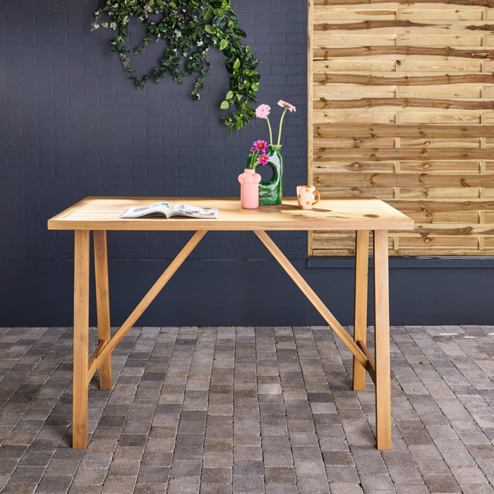 Table haute de jardin bois d'acacia 4 places Paloma naturel 150 x 81 x 100 cm