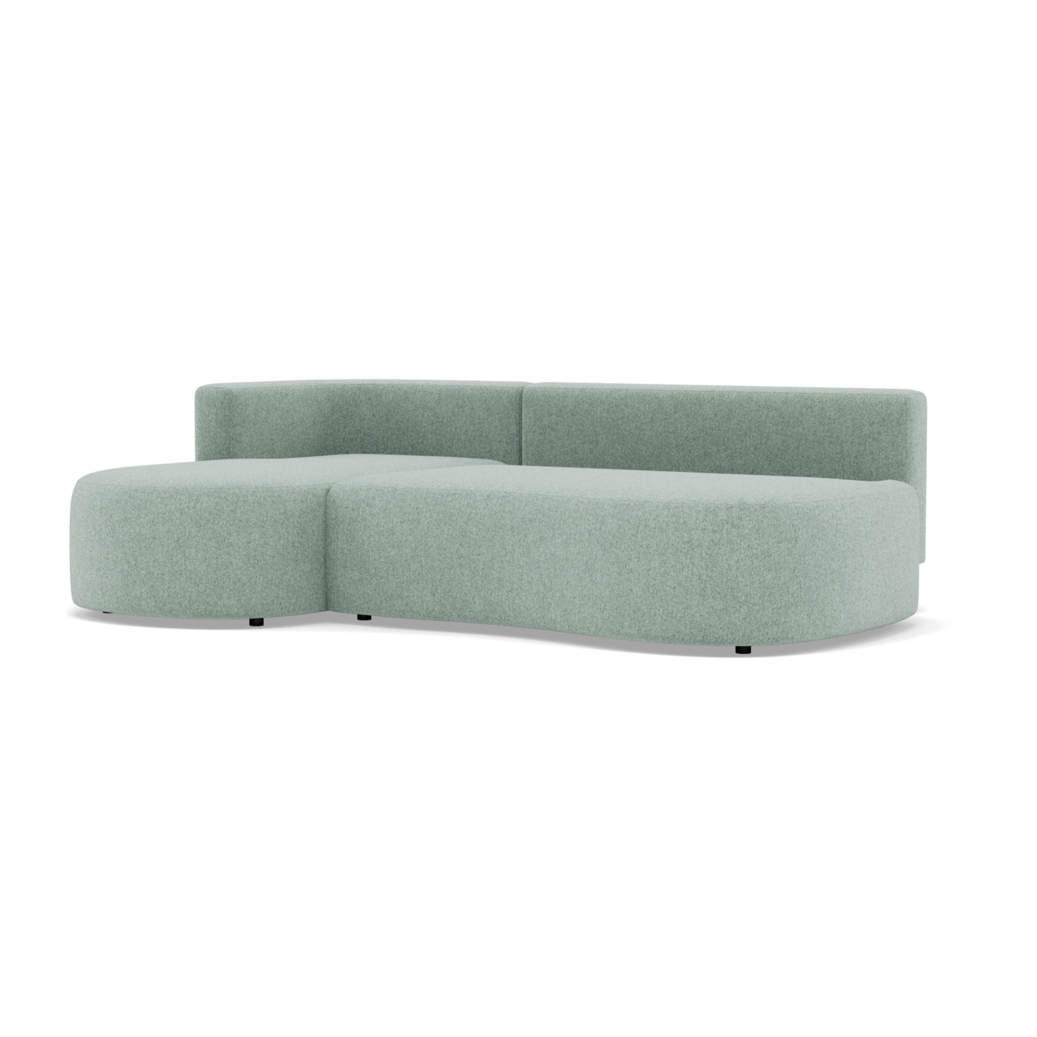 Mahina - canapé d'angle gauche 4 places convertible avec coffre en tissu texturé - Bleu