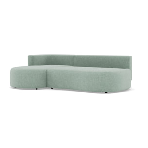 Mahina - canapé d'angle gauche 4 places convertible avec coffre en tissu texturé - Bleu