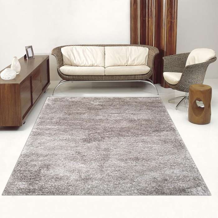 Tapis longs poils shaggy fait main motif uni TATI