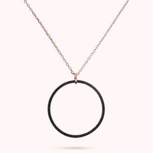 Collana Catena Forzatina con Pendente Cerchio in Pavé di Spinello