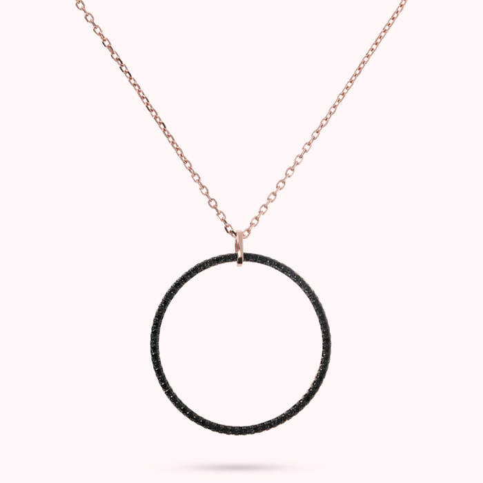 Collana Catena Forzatina con Pendente Cerchio in Pavé di Spinello