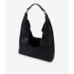 Bolso de hombro negro con cremallera