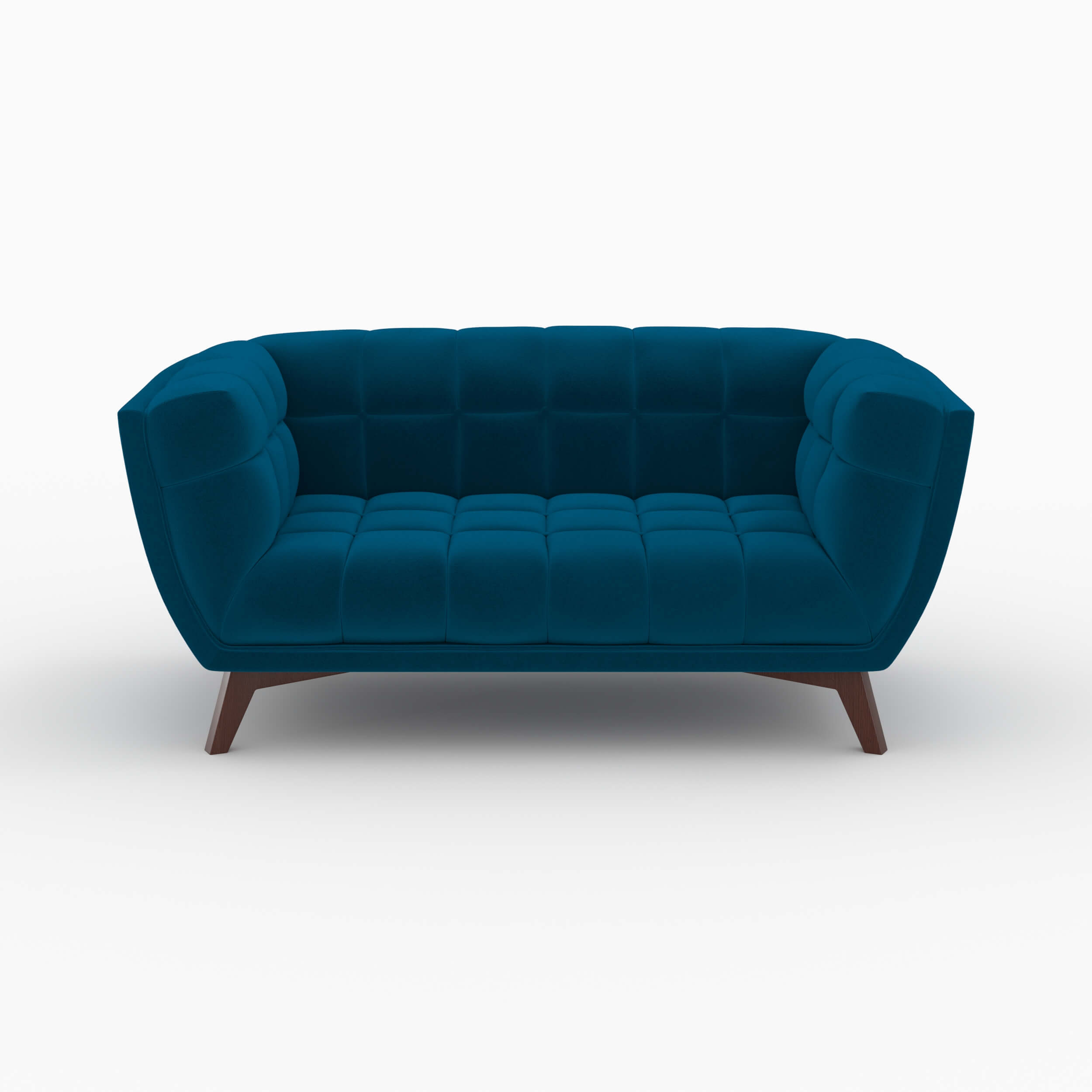 Ensemble canapé et fauteuil en velours bleu 3 places - Mona