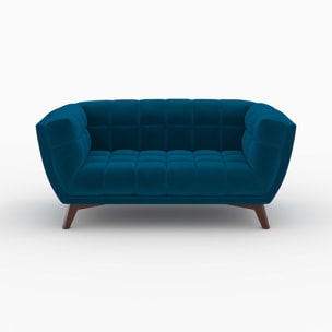 Ensemble canapé et fauteuil en velours bleu 3 places - Mona
