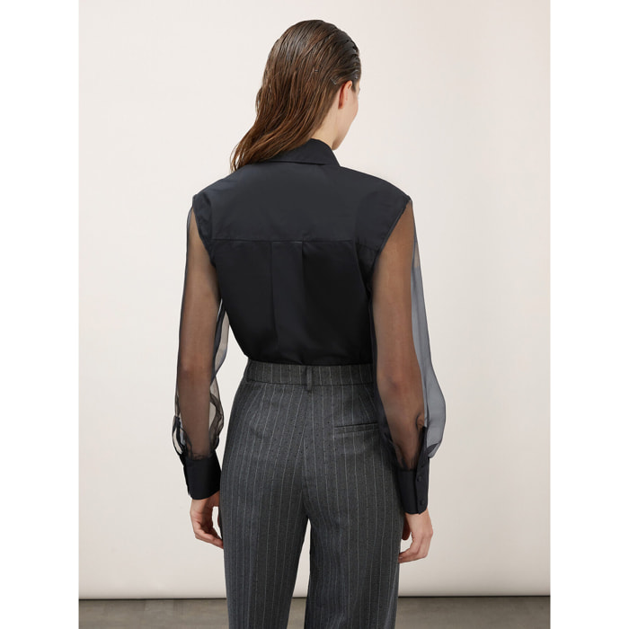 Motivi - Camicia con maniche in organza - Nero