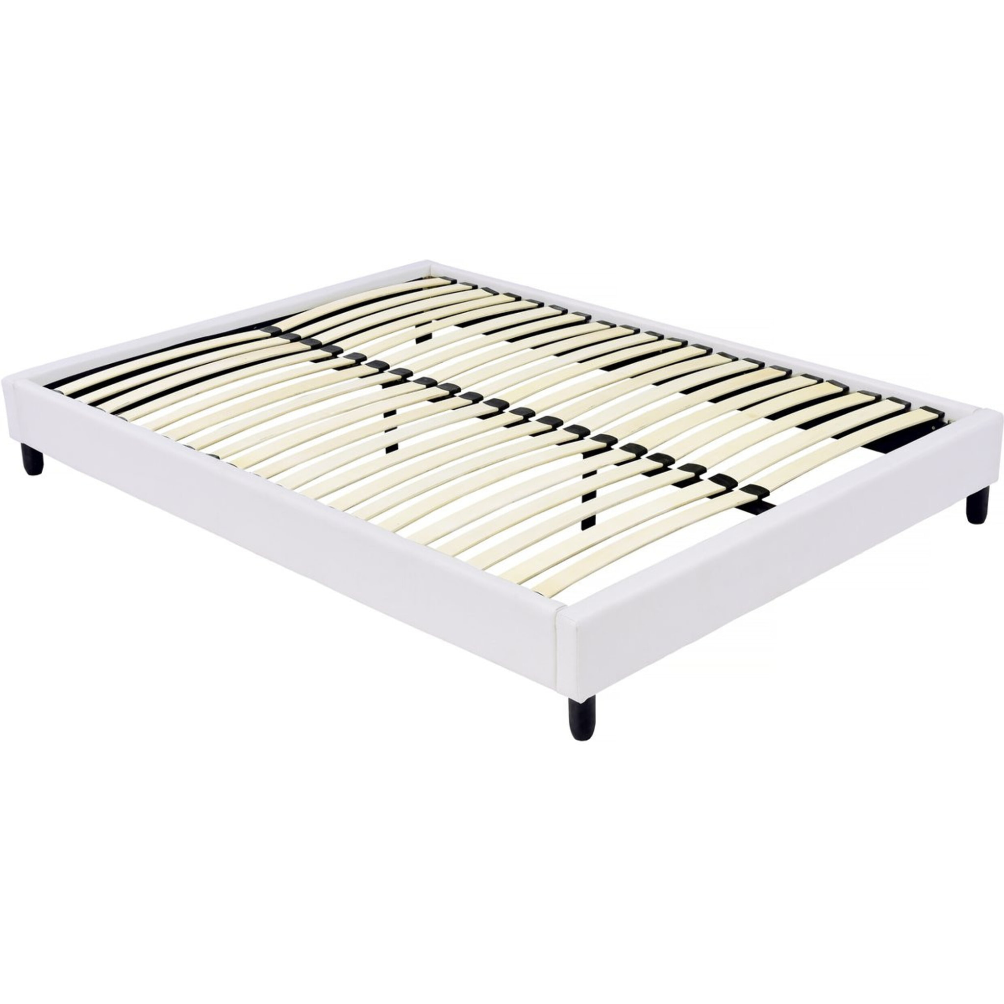 Sommier tapissier à lattes - 160 x 200 cm - 13 lattes - Blanc