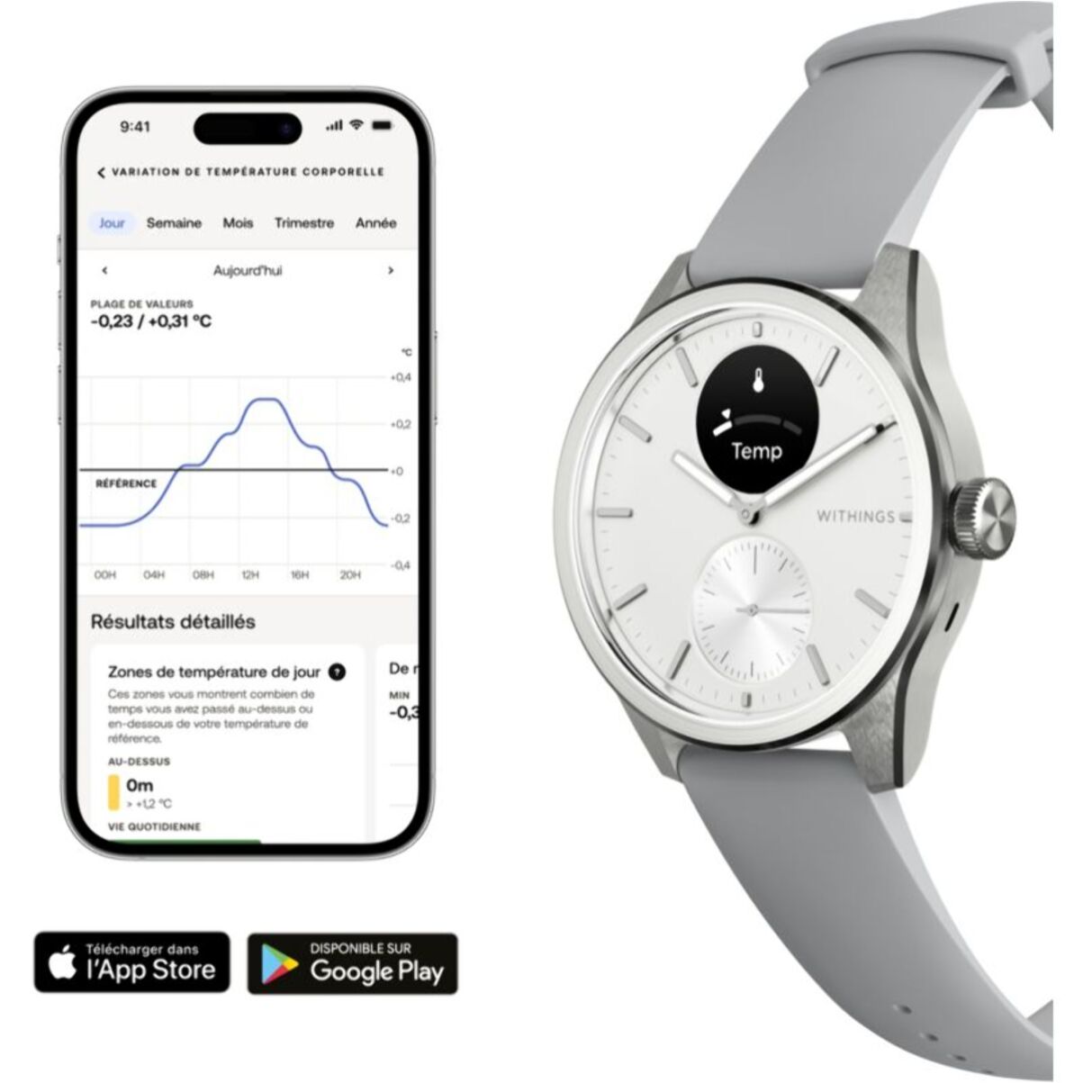 Montre santé WITHINGS Scanwatch 2 42mm Blanche