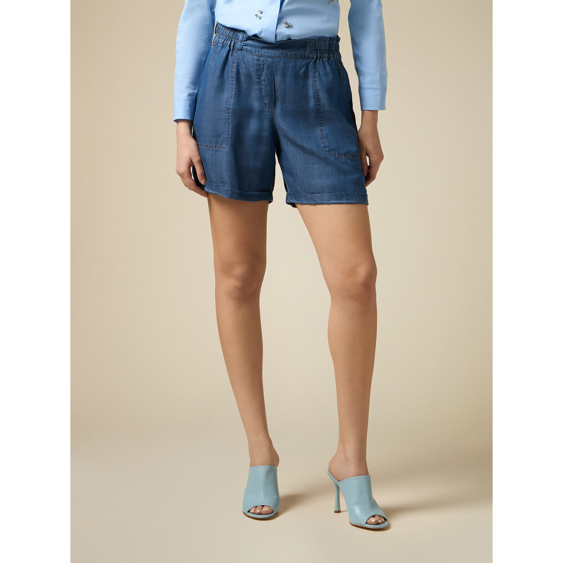 Oltre - Shorts in tencel - Blu