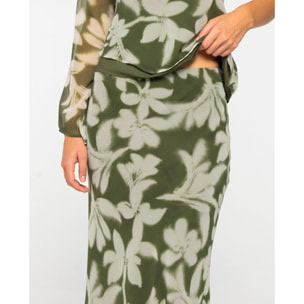 Falda midi evasé estampada