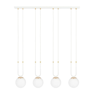 Lampada a sospensione GLAM in acciaio bianco opaco e oro
