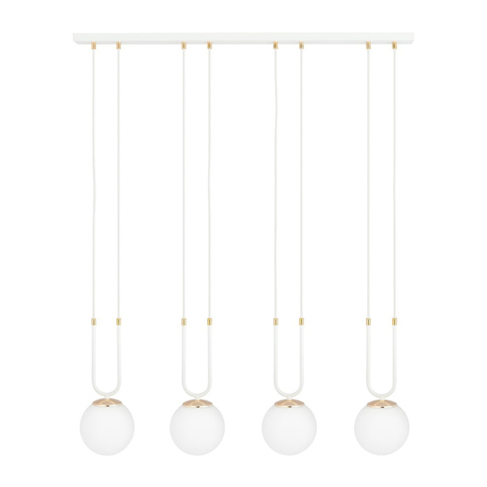 Lampada a sospensione GLAM in acciaio bianco opaco e oro