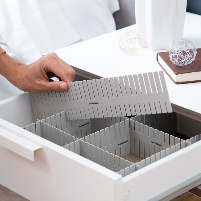 Organizzatore di cassetti x16 - Grigio - 37x7x0,2 cm