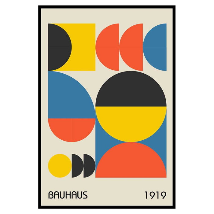 Affiche encadrée bauhaus formes abstraites colorées Affiche + cadre en métal - Noir
