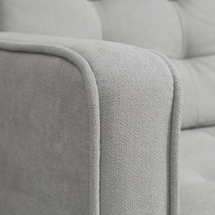 Sofá de 2 Plazas con Espacio de Almacenamiento, Sofá Moderno de Terciopelo con Patas de Madera, Respaldo Capitoné, para Salón, Dormitorio, Oficina, 117x62x78 cm, Gris Claro