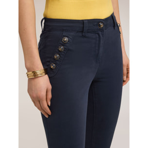 Motivi - Pantaloni slim in drill di cotone - Blu