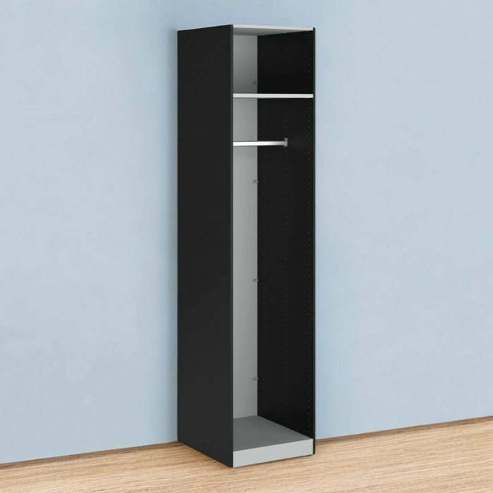 Armadio multiuso grande Kaihime, Mobile multifunzionale, Mobiletto scarpiera, Guardaroba porta scarpe, 58x50 h219 cm, Nero