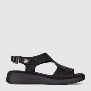 Sandalias de Piel - Negro - Tacón: 3 cm