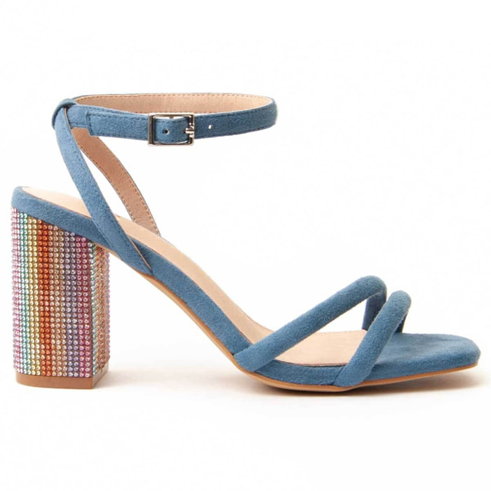 Sandalia de tacón - Azul - Altura: 8 cm