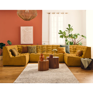 Ellie - module d'assise sans accoudoir en velours texturé - Jaune