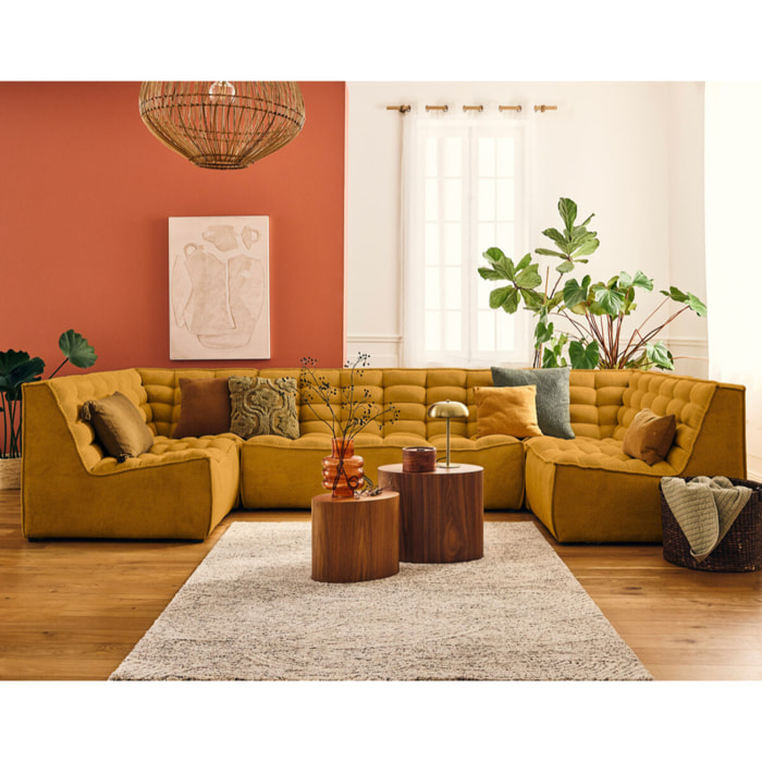 Ellie - module d'assise sans accoudoir en velours texturé - Jaune