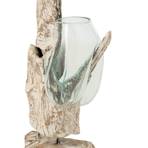 J-Line Vase sur base - verre - blanc cassé/transparent - extra large