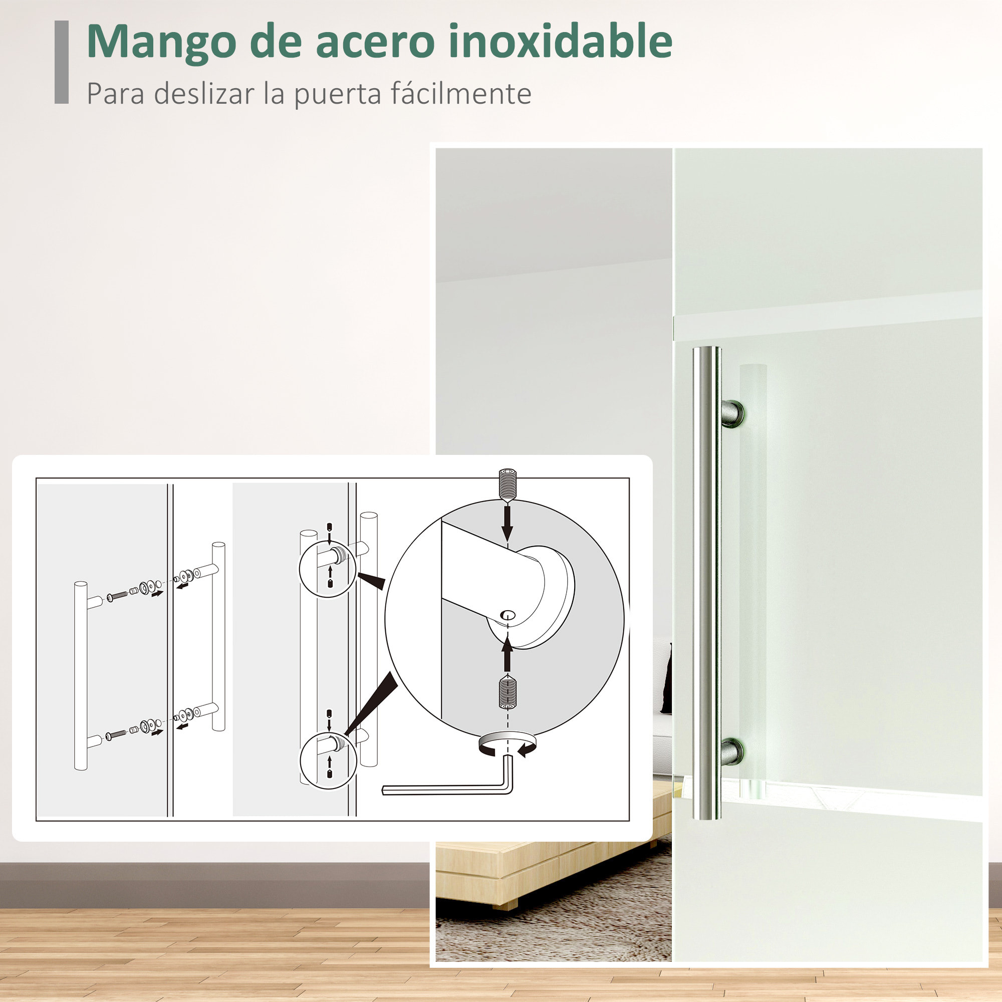 Puerta Corrediza de Vidrio Puerta Corredera Deslizante de Cristal Seguridad 90x205 cm