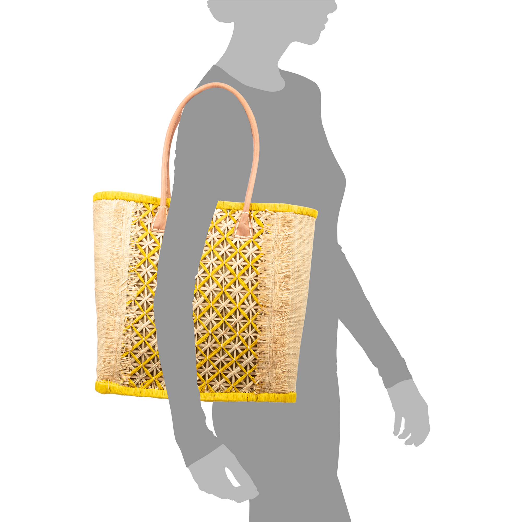 Villafrati bolso de hombro mujer. Fabricado en rafia y paja, con asas de cuero.