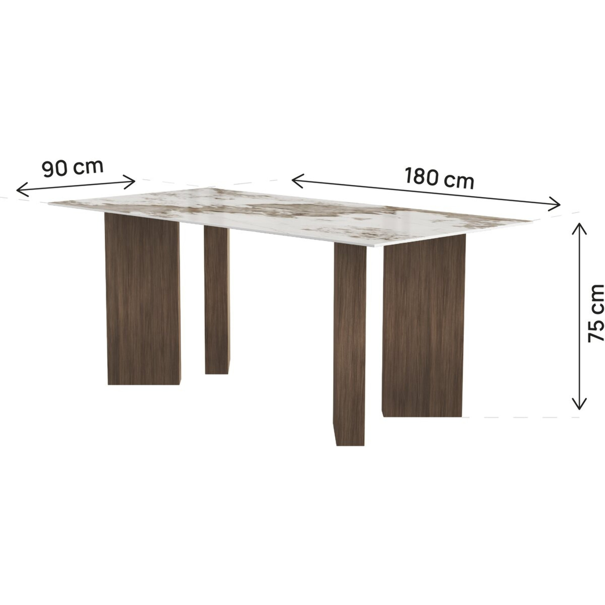 Table repas céramique - 180 cm - "Elma" - 8 places - Marron
