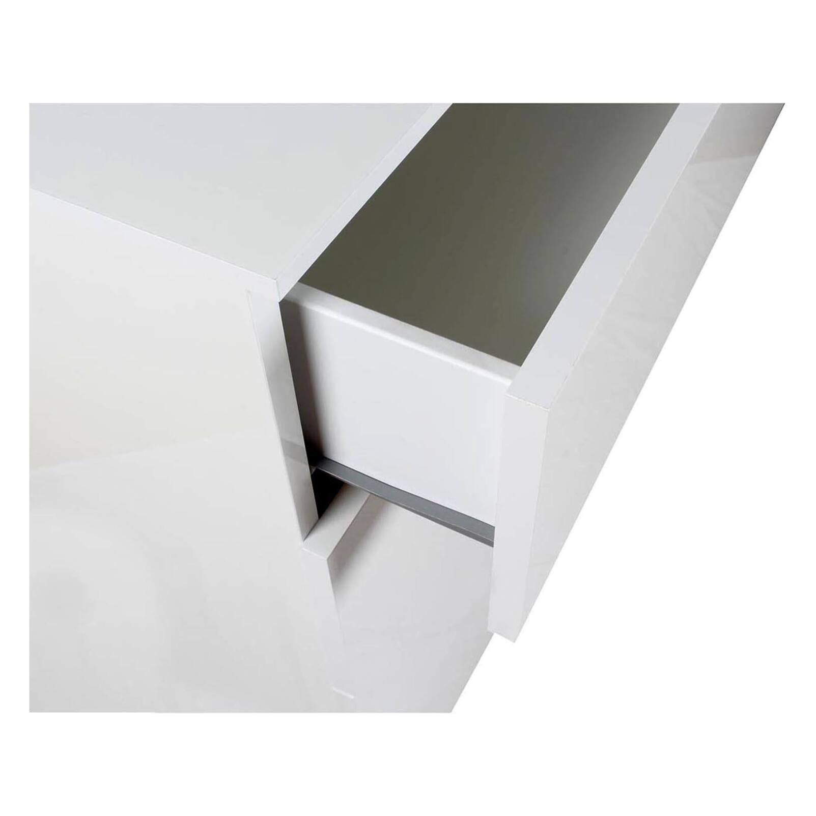 Comò a 4 cassetti, Settimanale moderno, Casettiera per camera da letto, cm 108x44h85, colore Bianco lucido