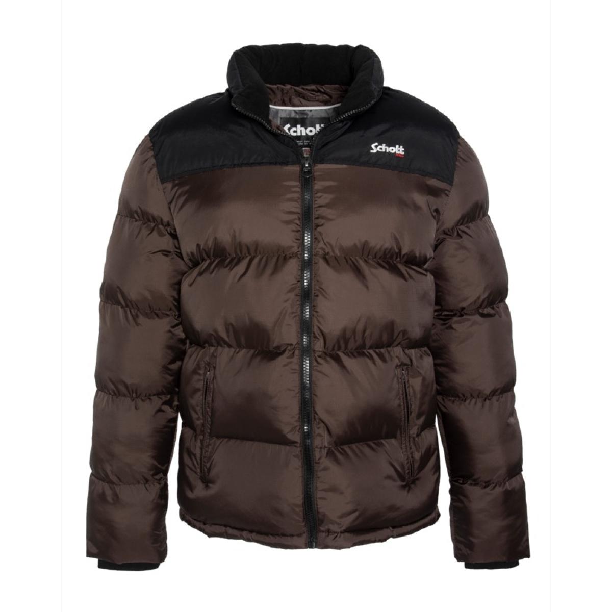 UTAH PADDED JACKET WITH YOKES & SCHOTT NYC CHEST EMBROIDERY BODY = 100% NYLON / YOKES = 60% COTTON 40% NYLON Marrone