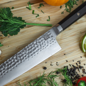 Couteau Santoku Bunka | Lame 170 mm - Acier Inoxydable | Lame Japonaise 440C
