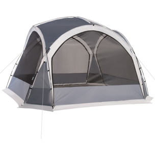Carpa Portátil para 6-8 Personas Carpa de Camping con 4 Mosquiteros Gancho y Bolsa de Transporte Anti-UV para Pescar Senderismo 350x350x230 cm Gris y Blanco