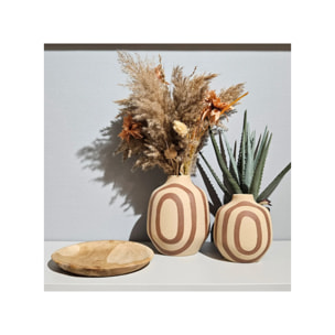 Bol Plat décoratif D. 27 cm teck naturel artisanale - BIBOU