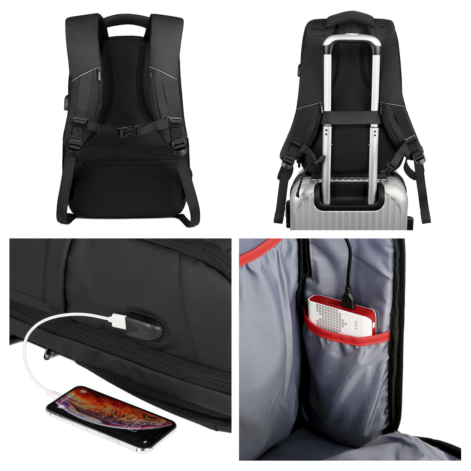 DAM Mochila para Laptop con interfaz de carga USB. 30x14x47 Cm. Color: Negro