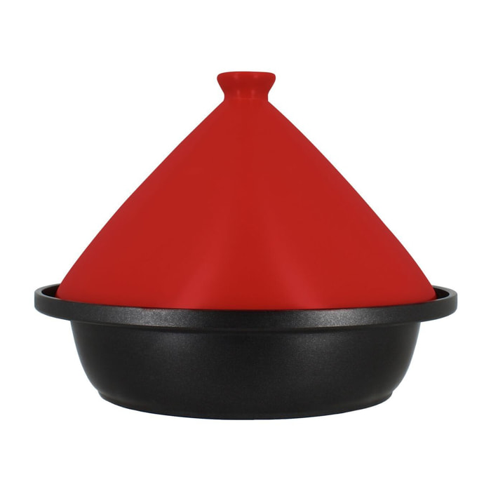 Tajine d24cm fond alu induction couvercle en céramique magenta