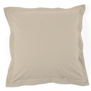 Taie d'oreiller 100% percale de coton unie - beige lin
