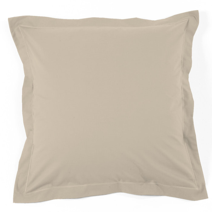 Taie d'oreiller 100% percale de coton unie - beige lin