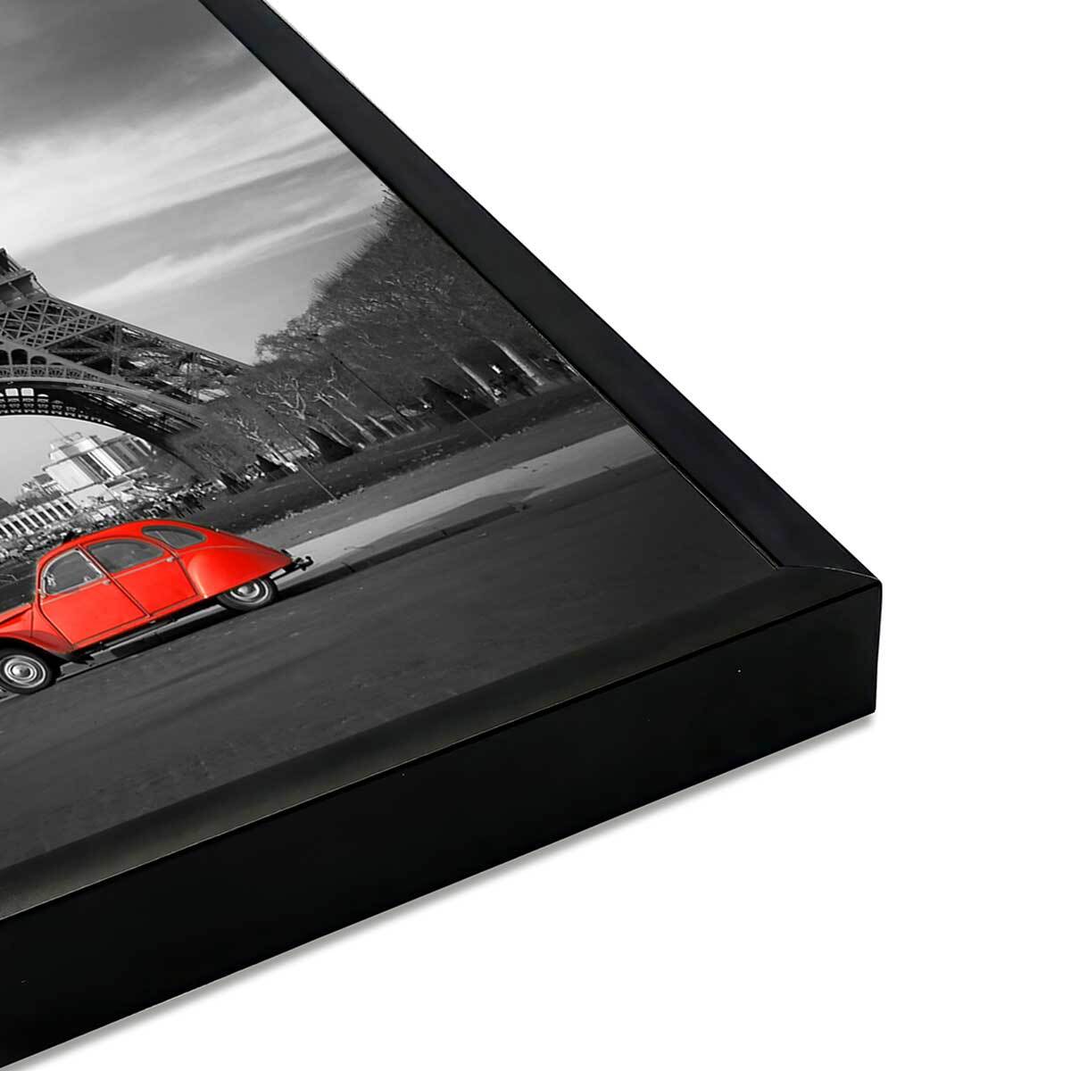 Affiche encadrée Tour Eiffel noir et blanc avec touche de couleur Affiche + cadre en métal - Noir