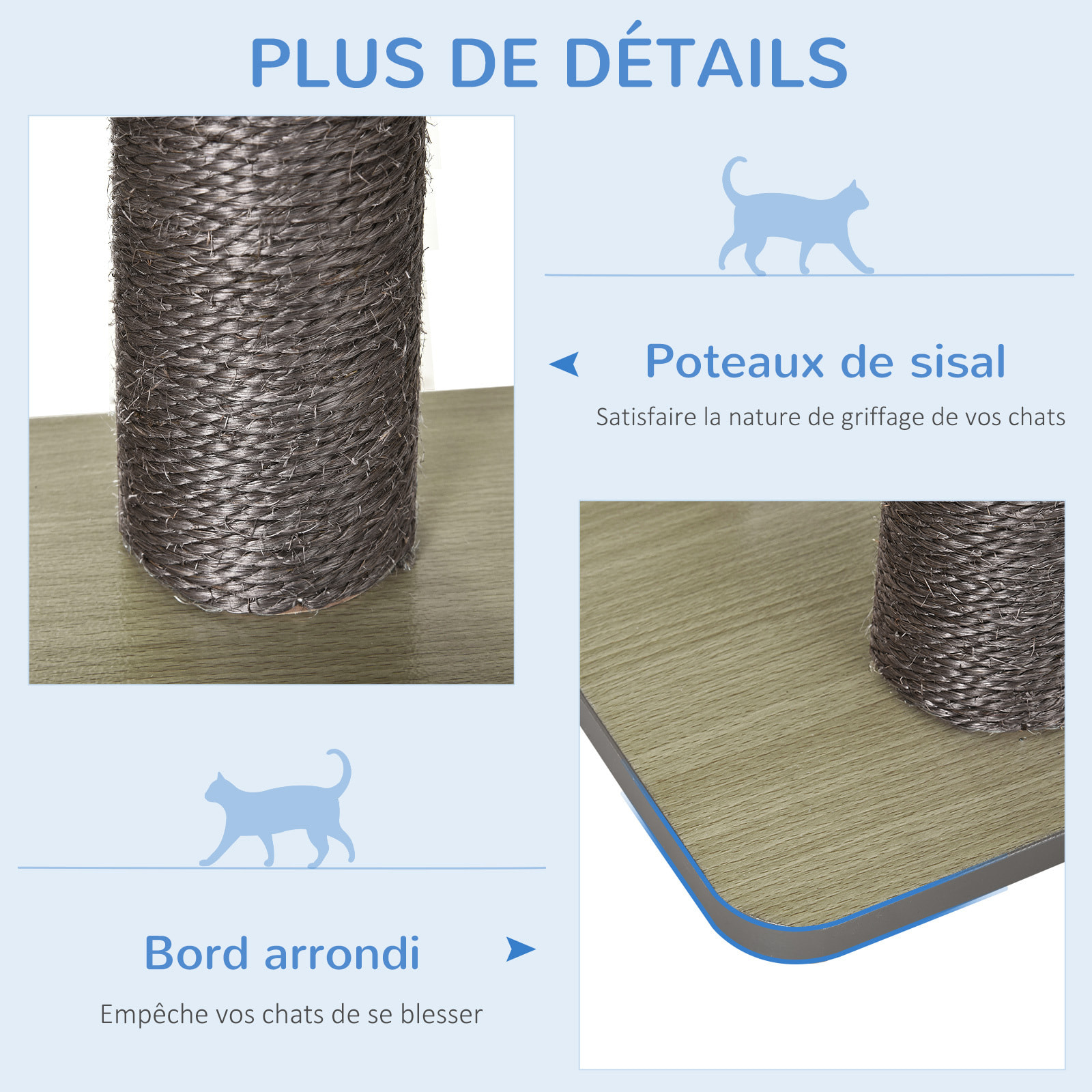 Arbre à chats design contemporain beige hêtre gris