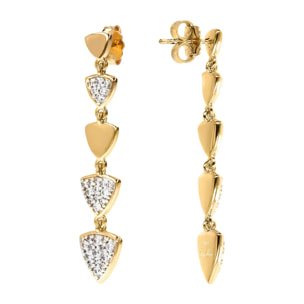 Orecchini Pendenti Golden con Triangoli e Pavé in Cubic Zirconia