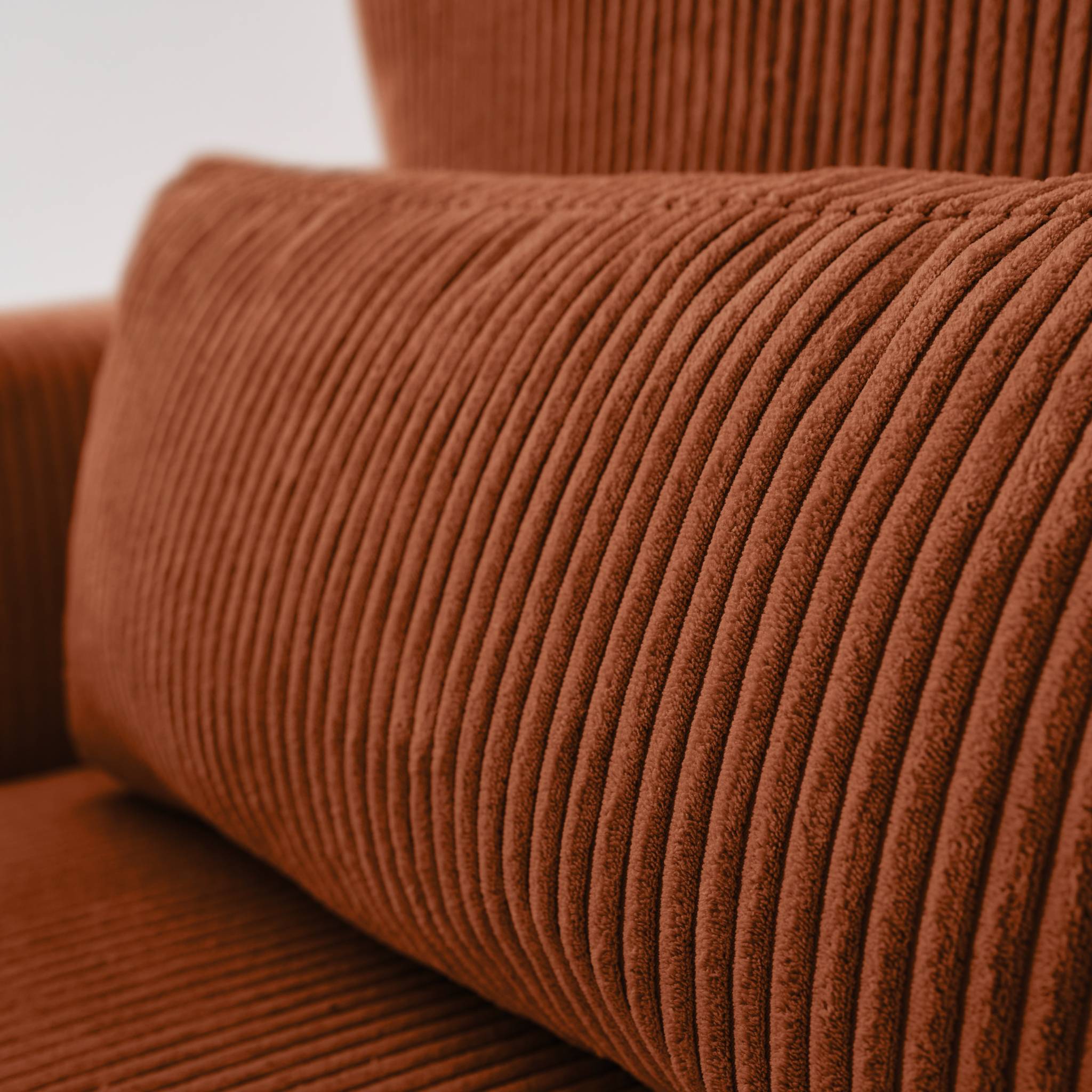 Canapé d'angle convertible réversible 5 places velours côtelé camel avec coffre de rangement - Theo