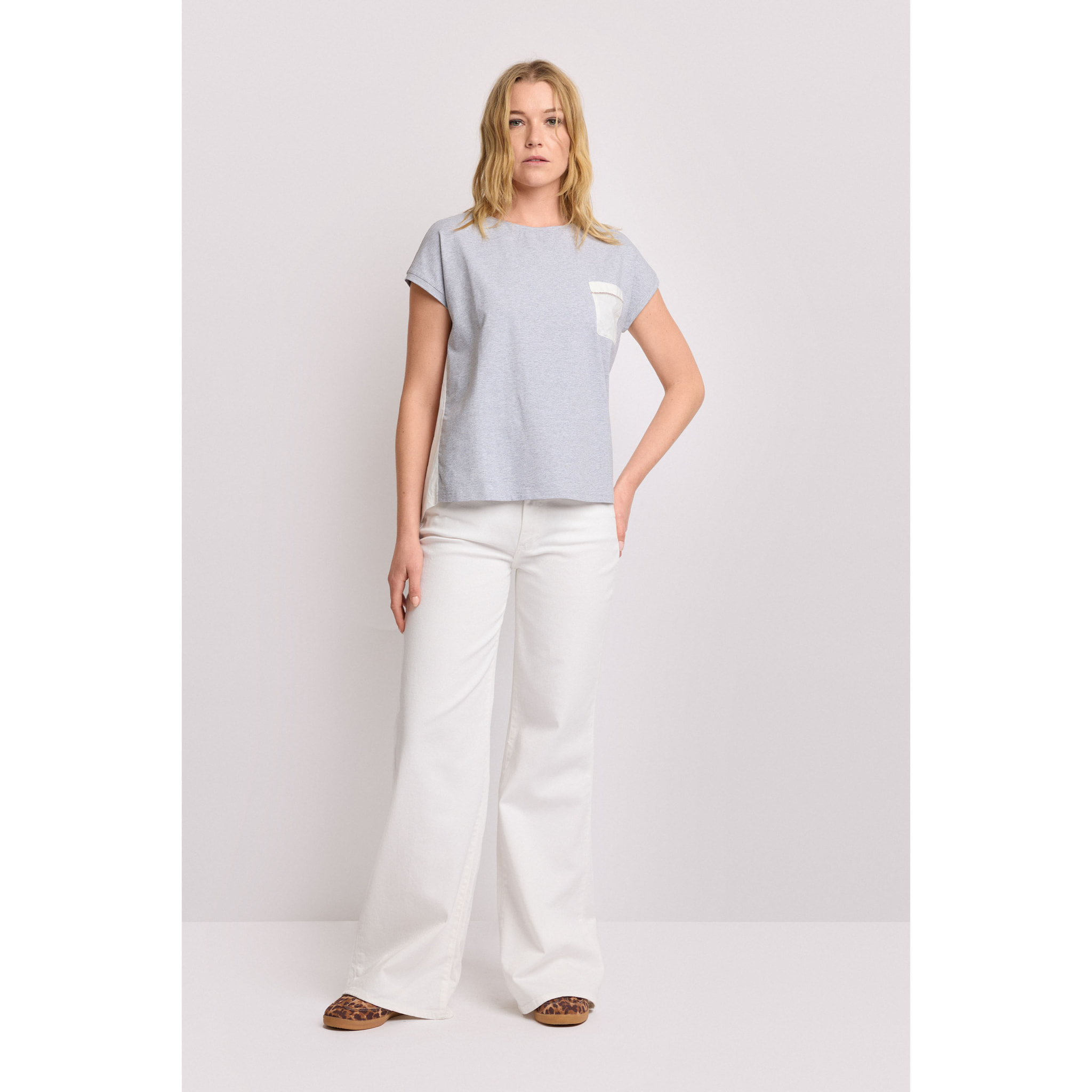 Kocca - T-shirt con taschino Donna, Tinta unita, Girocollo