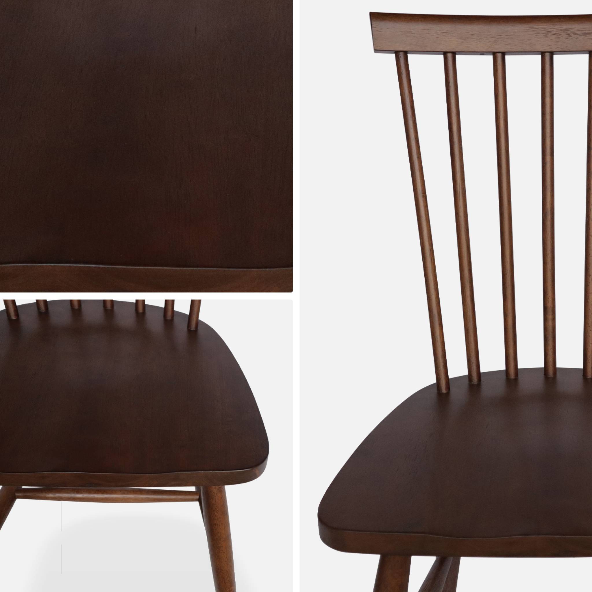 Lot de 2 chaises noyer à barreaux en bois d'hévéa. ROMIE. L 50.8 x P 44.2 x H 90cm.