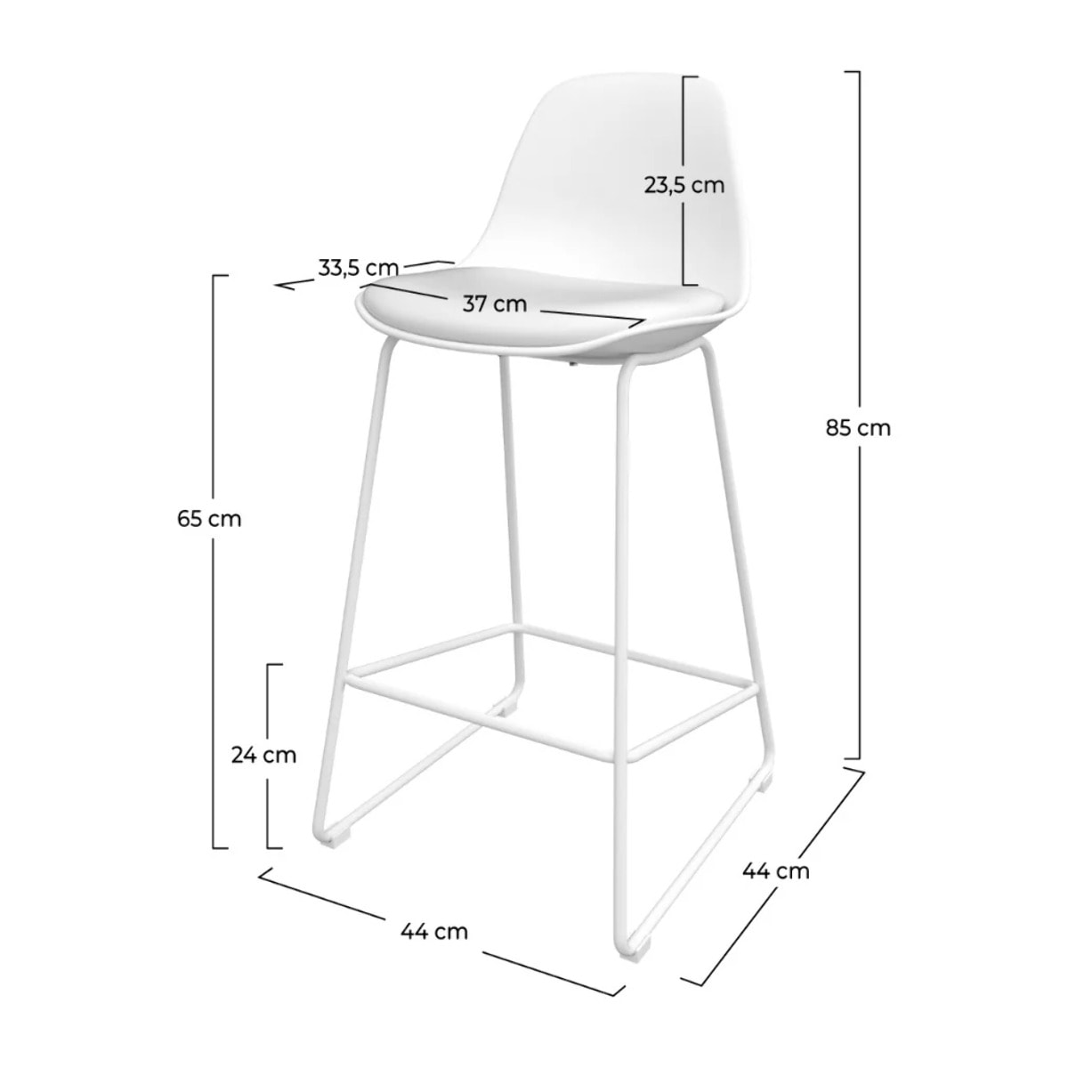 Lot de 2 chaises pour îlot central 65 cm blanches - Leni