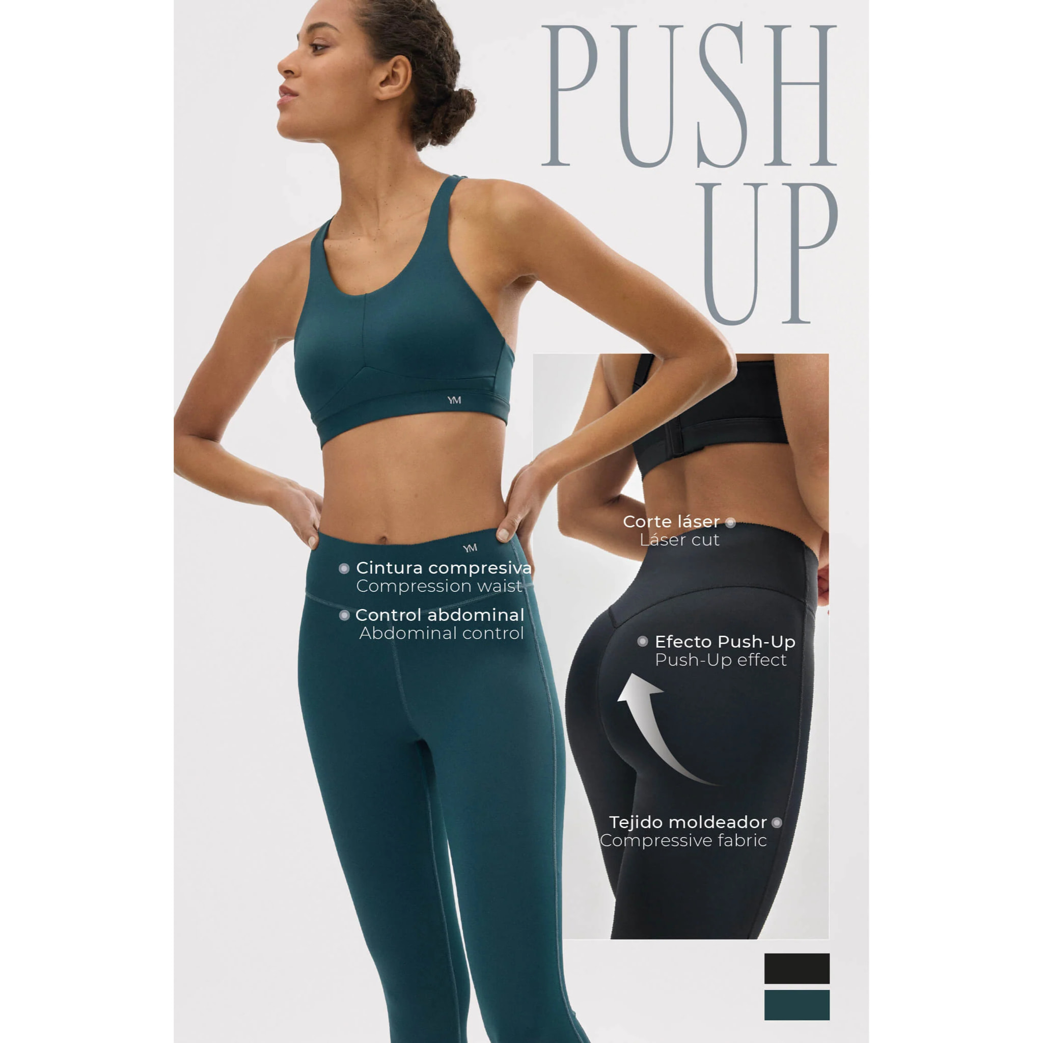 Leggings sportivi neri effetto pancia piatta