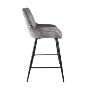 Chaise de bar en velours avec poignée et pieds en métal - ROSA 2
