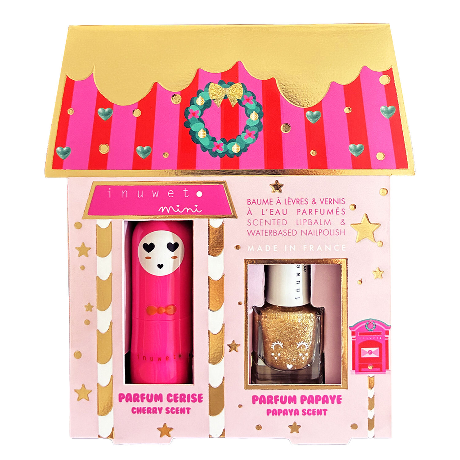 Merry & Glowy - Coffret Baume à Lèvres Nourrissant Parfumé Cerise + Vernis à l'eau Doré